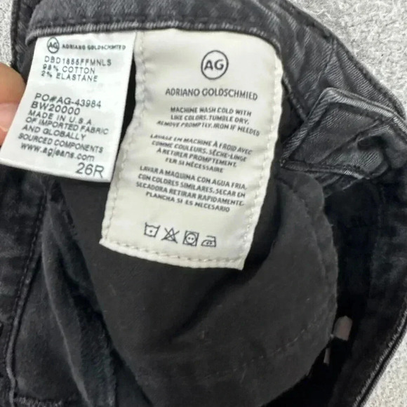 AG ADRIANO GOLDSCHMIED jeans 26 The Prima Cigarette Leg Black Pants chewed hem - Picture 11 of 11